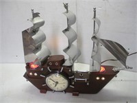 UNITED Clock Ship Lamp wood 7 metal 19 x 16 Inch