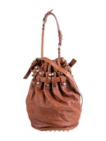 Alexander Wang Brown Leather Antiqued Bucket Bag