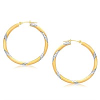 14k Two-tone Gold Polished Hoop Earrings 30mm
