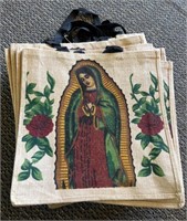 (13) Our Lady Of Guadalupe Jute Totes 18" x 18"