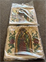 (15) Our Lady Of Guadalupe Jute Totes 18" x 18"