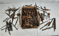 Assortment of drill bits and hand tools