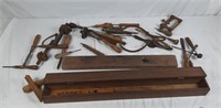 Assortment of woodworking hand tools