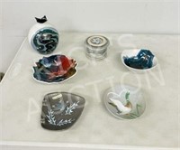 6 assorted pottery dishes - signed