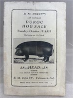 1922 DUROC Hog Sale Falmouth, IN catalog