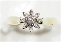 10K White gold ladies cluster style diamond ring