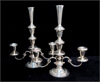 Sterling two-armed candelabras with removable