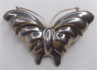 Sterling Silver Mexico Butterfly Brooch. Weighs