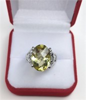 Sterling Citrine Oval Cut Ring.  Ring is size 10