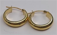 18K Yellow Gold Hoop Earrings. Total weight is 1