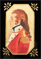 Antique Soldier Portrait Miniature Watercolor