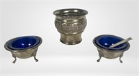 Georgian Sterling Silver Salt Cellars & Cup