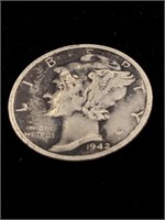 Vintage 1942 10C Mercury Silver Dime Coin