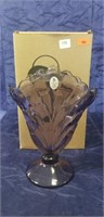 (1) Fenton Violet Plume Vase w/ Box