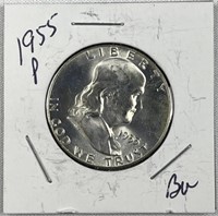 1955 Gem BU Franklin Silver Half Dollar