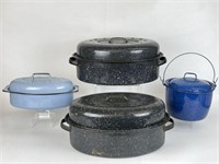 Enameled Roasting Pans and Pot