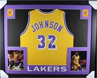 Autographed Magic Johnson Custom Framed Jersey