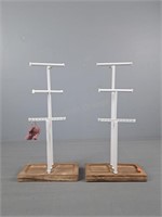 2 Pc Jewelry Stands W/ Wood Base