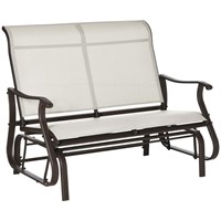 $179  Cream White Metal Outdoor Double Glider Benc