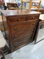 ANTIQUE 6 DRAWER CHEST AND WALL MIRROR