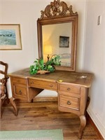 Wood Dressing Table With Mirror 49x22x75