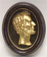 19c Abraham Lincoln Bust in an Oval Shadow Box
