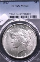 1923 PCGS MS64 PEACE DOLLAR