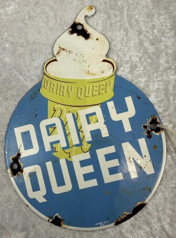 Enamel "DAIRY QUEEN" Cut Out Door Push Plaque