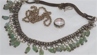Silver stone set necklace