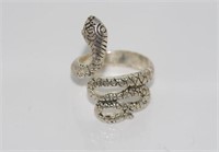 Handmade sterling silver snake ring