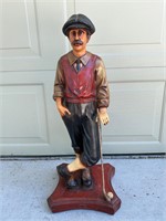 Vintage Hand Carved Floor Statue Golfer w/ Club