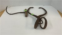 Vintage cast iron ice block tongs, vintage hay