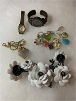 LOT OF MISC JEWELRY WATCHES AND MORE