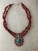 STERLING SILVER CORAL NECKLACE