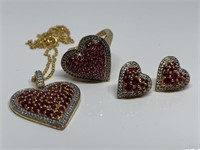 STERLING SILVER RUBY JEWELRY LOT