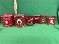 6 vintage tobacco tins