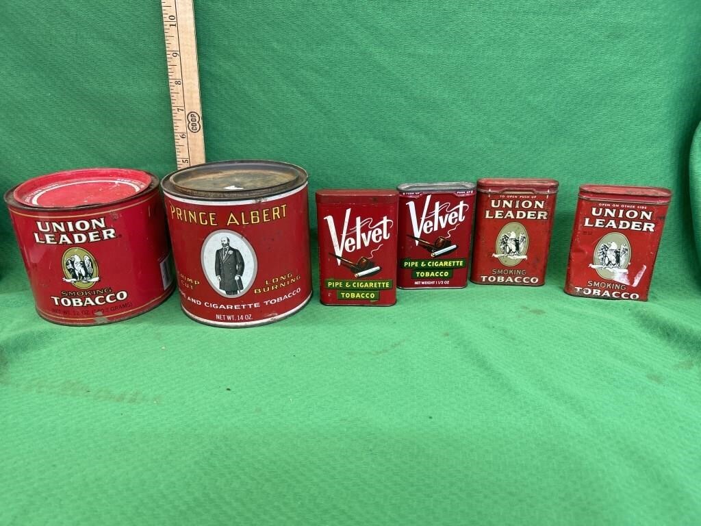 6 vintage tobacco tins