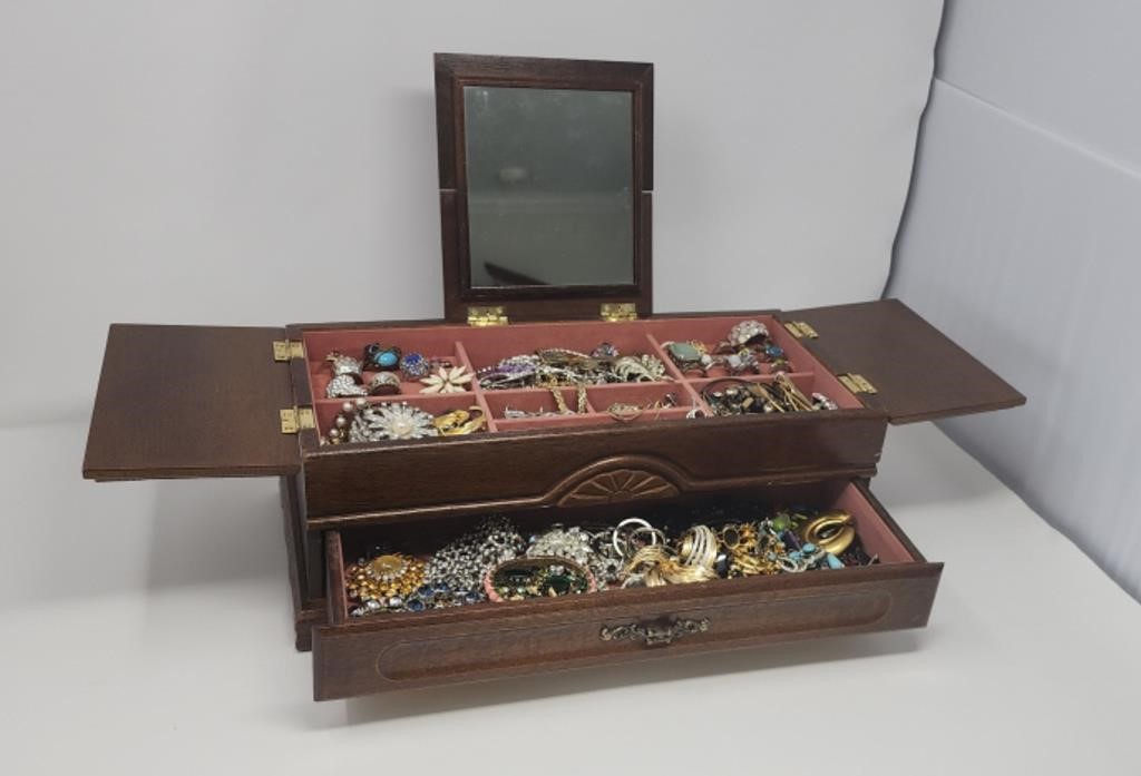 Vintage Jewelry Chest with contents