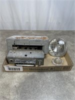 Vintage car radio from 1954 chevy and headlight