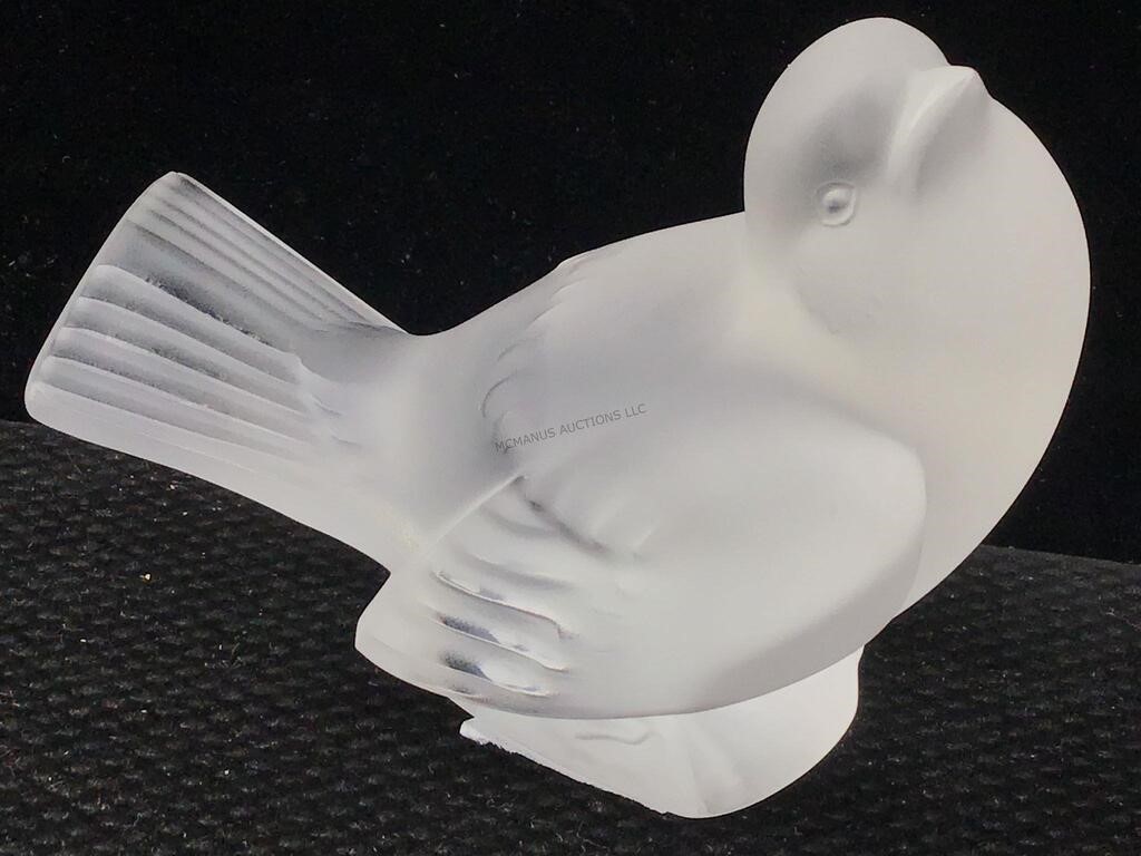 Lalique-France Frosted Crystal Bird 3.5in H