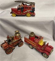 3 Japanese Friction Fire Trucks