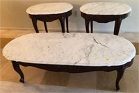 F - VINTAGE COFFEE TABLE & 2 SIDE TABLES (C4)