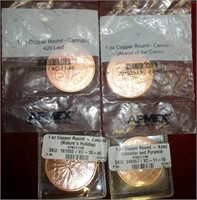 4 1oz 999 Copper Rounds