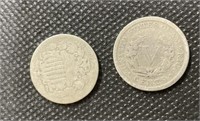 (1) 1901 V Nickel 
(1) Shield Nickel