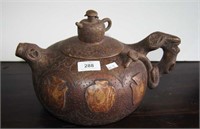 Large Yixing covered teapot, bun shaped with granh