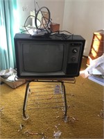 Zenith TV w/Antenna and Stand on Rollers