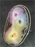 925 stamped solar rainbow agate ring size 9