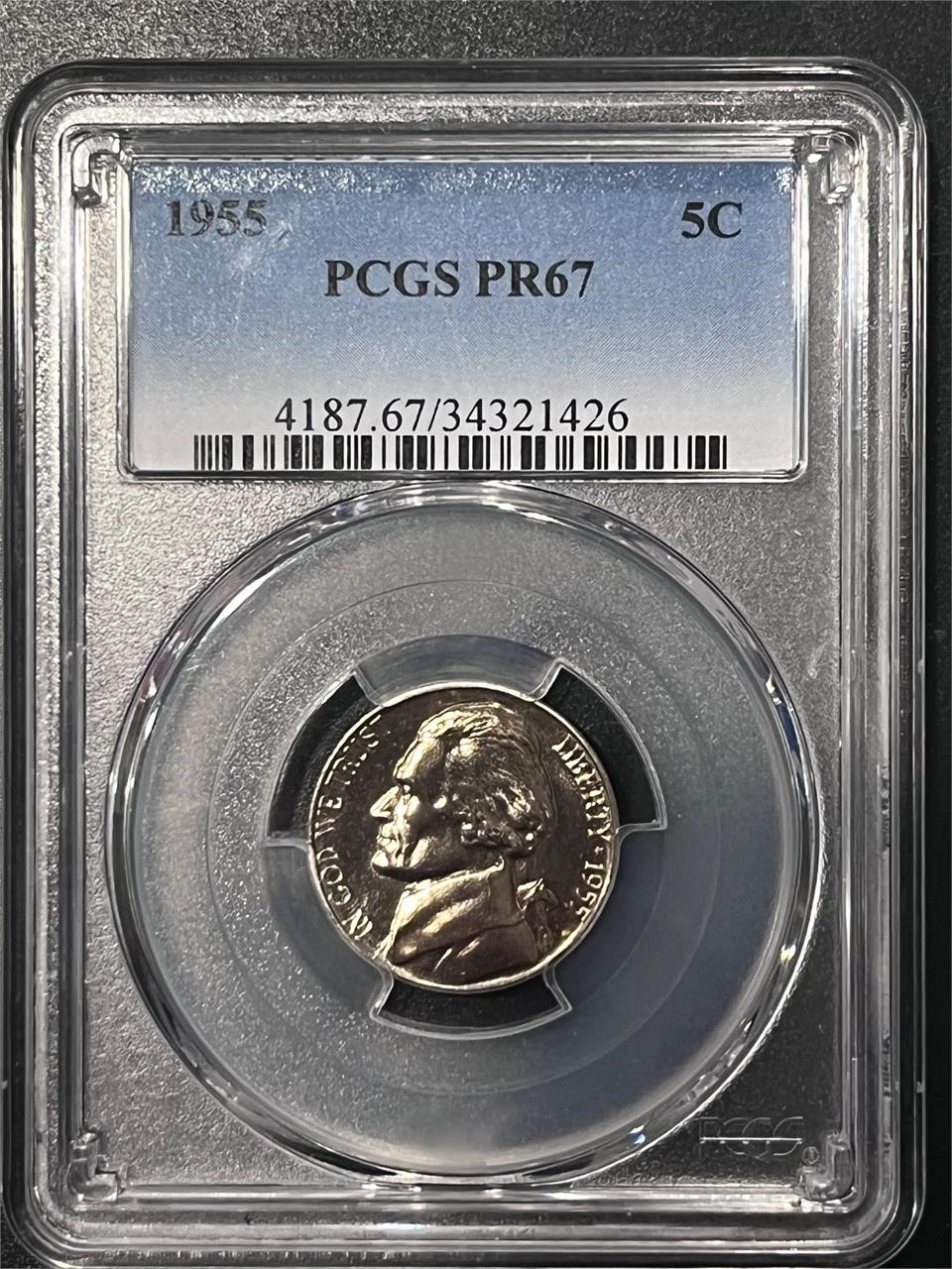 1955 Jefferson Nickel PCGS PR67