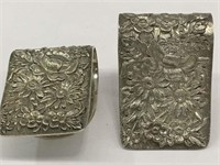 2 S Kirk & Son Sterling Repousse Napkin Clips