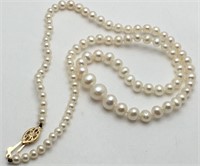 Pearl Beaded Necklace W 14k Gold Clasp